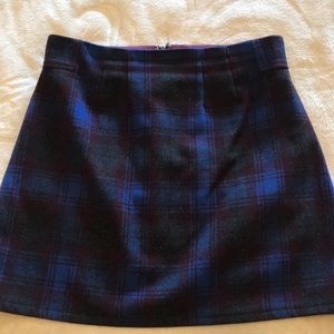 Plaid wool blend with liner mini skirt